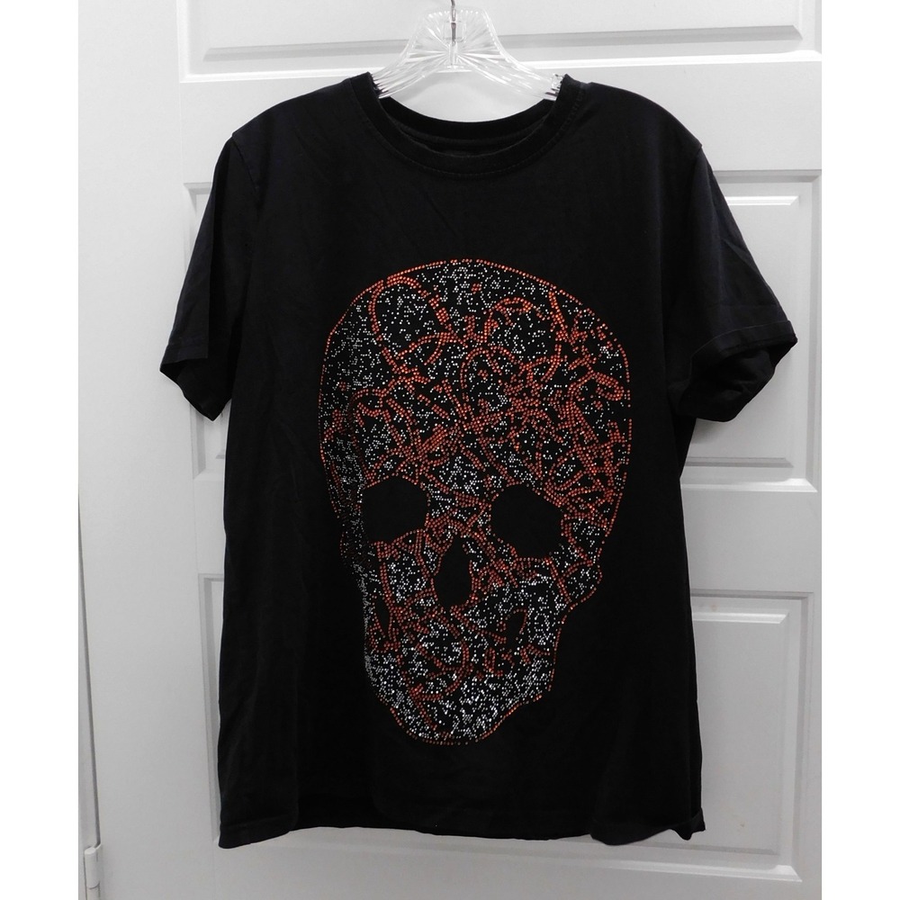 Philipp Plein Platinum Cut Embellished Crystal Red Clear Skull T Shirt 2XL